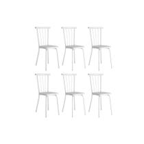 Kit 6 Cadeiras Sala Jantar 154 Aço 6 Uni Branco/Courano Branco - Carraro
