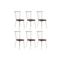 Kit 6 Cadeiras Sala Jantar 154 Aço 6 Uni Prata/Corano Cacau - Carraro