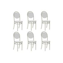Kit 6 Cadeiras Sala Jantar 190 Aço 6 Uni Prata/Courano Branco - Carraro
