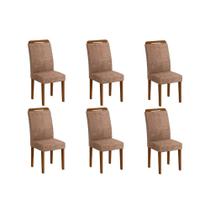 Kit 6 Cadeiras Sala Jantar Athenas 6 Un Imbuia-Capuccino/Suede Capuccino - Rufato Kit 6 Cadeiras Sala Jantar Athenas 6 Un Imbuia-Capuccino/Suede Capuccino - Rufato