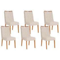 Kit 6 Cadeiras Sala Jantar Bia 6 Un Cedro/Linho Neve - DJ Móveis