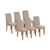 Kit 6 Cadeiras Sala Jantar Celebrare 6 Un Amêndoa/Suede Creme - Lopas