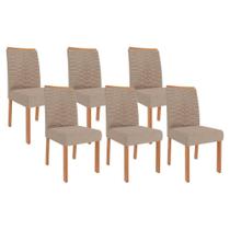 Kit 6 Cadeiras Sala Jantar Clarice 6 Un Madeirado/ Linho Bege - Cimol