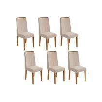 Kit 6 Cadeiras Sala Jantar Exclusive 6 Un Amêndoa/Linho Bege Rinzai - Lopas