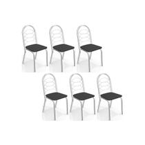 Kit 6 Cadeiras Sala Jantar Holanda C009 6 Un Cromada/Preto 110 - Kappesberg