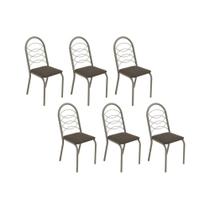 Kit 6 Cadeiras Sala Jantar Holanda C009 6 Un Niquel/Marrom 21 - Kappesberg