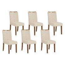 Kit 6 Cadeiras Sala Jantar Julia 6 un Freijo/Linho Neve - DJ Móveis