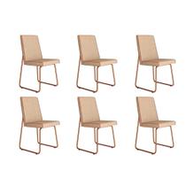 Kit 6 Cadeiras Sala Jantar Lira 1752 6 Uni Rose/Linho Areia/Courano Caramelo - Carraro