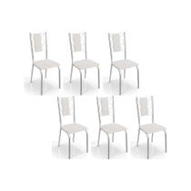 Kit 6 Cadeiras Sala Jantar Lisboa C076 6 Un Cromada/Branco 106 - Kappesberg