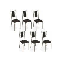 Kit 6 Cadeiras Sala Jantar Lisboa C076 6 Un Niquel/Preto - Kappesberg