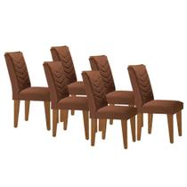 Kit 6 Cadeiras Sala Jantar Londrina 6 Un Capuccino/Suede Marrom - Rufato