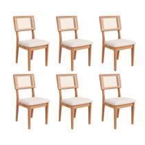 Kit 6 Cadeiras Sala Jantar MDF c/ Tela Freijó/Cesare Claro