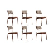 Kit 6 Cadeiras Sala Jantar Neo 1740 6 Uni Rose/Linho Areia/Courano Caramelo - Carraro