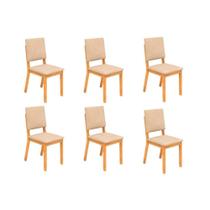 Kit 6 Cadeiras Sala Jantar Talia 6 Un Cedro/Suede Creme - DJ Móveis Kit 6 Cadeiras Sala Jantar Talia 6 Un Cedro/Suede Creme - DJ Móveis