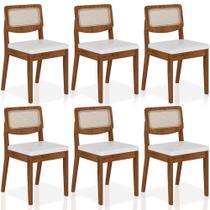 Kit 6 Cadeiras Sextavada Bari Freijó/material sintético Branco - Móveis Arapongas