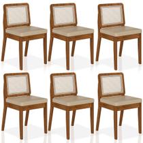 Kit 6 Cadeiras Sextavada Sydney Freijó/material sintético Bege - Móveis Arapongas