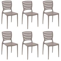 Kit 6 Cadeiras Sofia Camurça Tramontina Encosto Vazado Horizontal 92237/310