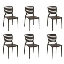 Kit 6 Cadeiras Sofia Marrom Tramontina Encosto Vazado Horizontal 92237/109