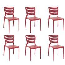 Kit 6 Cadeiras Sofia Vermelha Tramontina Encosto Vazado Horizontal 92237/040
