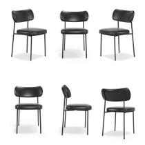 Kit 6 Cadeiras Stela Fixamaterial sintético Preto Recepção - Belliv Decor