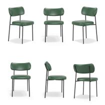 Kit 6 Cadeiras Stela Fixamaterial sintético Verde Recepção - Vallisa Decor