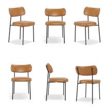 Kit 6 Cadeiras Stela Fixamaterial sintético Whisky Recepção - Belliv Decor