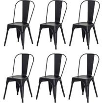 Kit 6 Cadeiras Tolix Iron Design Preto Fosco Aço Industrial Kit 6 Cadeiras Tolix Iron Design Preto Fosco Aço Industrial