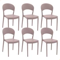 Kit 6 Cadeiras Tramontina Sissi Em Polipropileno e Fibra De Vidro Fechada Camurça 92046421