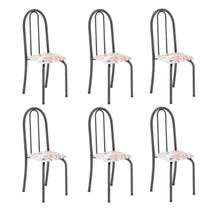 Kit 6 Cadeiras Tubular 96x36x41 Cm Iris B Botanic Bege / Mart Prata