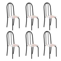 Kit 6 Cadeiras Tubular 96x36x41 Cm Iris B Botanic Bege / Preto