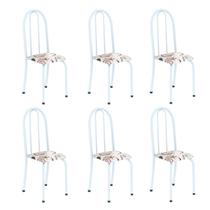 Kit 6 Cadeiras Tubular 96x36x41 cm Iris B Branco/Arabesco Kit 6 Cadeiras Tubular 96x36x41 cm Iris B Branco/Arabesco