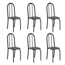 Kit 6 Cadeiras Tubular 96x36x41 Cm Iris B Floral preto / Preto TXT