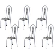 Kit 6 Cadeiras Tubular Bianca Branco/Martelado Perola/Paraopeba Kit 6 Cadeiras Tubular Bianca Branco/Martelado Perola/Paraopeba