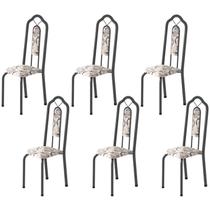 Kit 6 Cadeiras Tubular Bianca Prata/Martelado/Arabesco Kit 6 Cadeiras Tubular Bianca Prata/Martelado/Arabesco