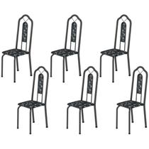 Kit 6 Cadeiras Tubular Bianca Prata/Martelado/Preto Floral Kit 6 Cadeiras Tubular Bianca Prata/Martelado/Preto Floral