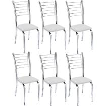 Kit 6 cadeiras Vanessa cromada para cozinha-assento material sintético branco-Gat Magazine Kit 6 cadeiras Vanessa cromada para cozinha-assento material sintético branco-Gat Magazine