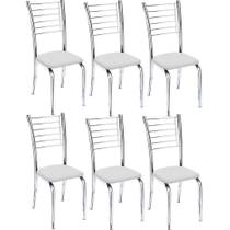 Kit 6 Cadeiras Vanessa Cromada Para Cozinha material sintético Branco Kit 6 Cadeiras Vanessa Cromada Para Cozinha material sintético Branco