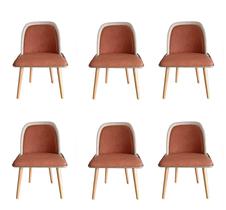 Kit 6 Cadeiras Vianney Sala Mesa Jantar Moderna Base Ferro Tecido Bouclé Premium Terracota com material sintético Bege Topii Moda Casa Kit 6 Cadeiras Vianney Sala Mesa Jantar Moderna Base Ferro Tecido Bouclé Premium Terracota com material sintético Bege Topii Moda Casa