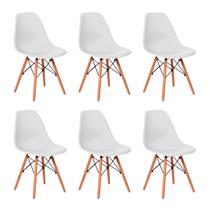 Kit 6 CadeirasDe Jantar Eames Para Escrivaninha Escritório Plástico Pés De Madeira Decoração Mesa - Cores