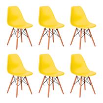 Kit 6 CadeirasDe Jantar Eames Para Escrivaninha Escritório Plástico Pés De Madeira Decoração Mesa - Cores