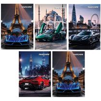 Kit 6 Caderno Cars 96 Folhas Costurado Brochurão Capa Dura