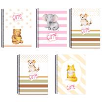 Kit 6 Caderno Cute 80 Folhas Arame Capa Dura Reforçado