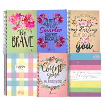 Kit 6 Cadernos Espiral Grande Escolar Menina Capa Dura Arame Kit 6 Cadernos Espiral Grande Escolar Menina Capa Dura Arame