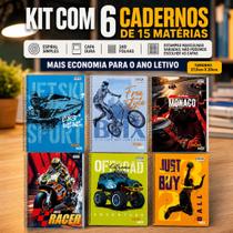 Kit 6 Cadernos Universitário 15 Matérias Capa Dura Masculino Kit 6 Cadernos Universitário 15 Matérias Capa Dura Masculino