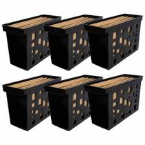 Kit 6 Caixa Arquivo Móvel Preto + 6 Pastas Suspensas Kraft Dello