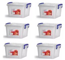 KIT 6 Caixa Box Top 2,5 Litros Transparente Com Trava N486 KIT 6 Caixa Box Top 2,5 Litros Transparente Com Trava N486