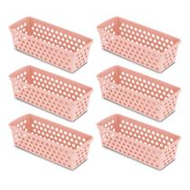 Kit 6 Caixa Cesto Organizador Multiuso Comprido Organizador de Geladeira Transparente Preto Rosa Branco Kit 6 Caixa Cesto Organizador Multiuso Comprido Organizador de Geladeira Transparente Preto Rosa Branco