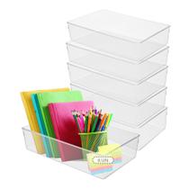 Kit 6 Caixa De Acrílico Transparente Organizador Escritório Kit 6 Caixa De Acrílico Transparente Organizador Escritório