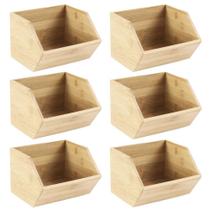 Kit 6 Caixa de Madeira Organizadora Empilhavel 3,2L OU Keep
