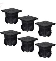 Kit 6 Caixa De Passagem E Inspeção De Esgoto Preta Metasul